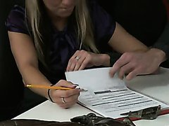 Bisexual Threesome In The Office With The Hot Blonde Lexxis Brown