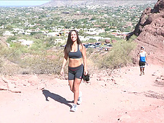 Beautiful girl uses the warm weather to get naked and masturbate