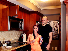 Chick in a super slutty dress stripped and fucked by a big dick