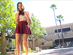 Appealing black-haired girl and her kinky outdoors adventure