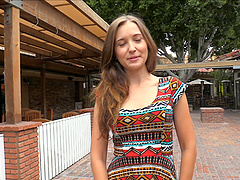 Spinning in her pretty dress and flashing her ass and cunt