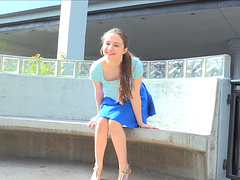 Public fingering and flashing drives this girl wild with desire