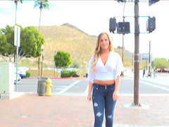 Pretty doll surprises the people when being horny got the better of her making her strip in the streets