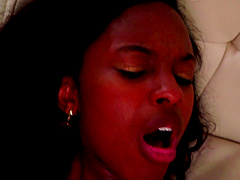 Ebony babe Armani Monae spreads her legs to be fucked on the bed