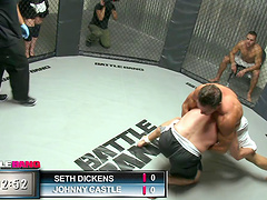 Cage fighter kicks some ass then fucks a bbw in the ring