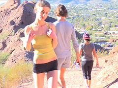 Kristen came all the way up here only to play with her shaved pussy