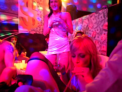 Wild chicks meet guys and fuck right there in the club