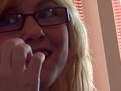 POV video of blonde girlfriend Jessica Lo blowing a hard cock