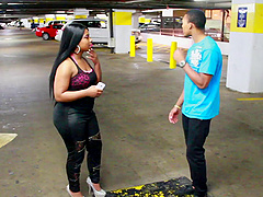 BBW ebony Juicy moans with pleasure while riding a black dude