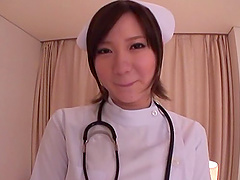 Asian nurse takes a long dick in her mouth and rides in reverse cowgirl