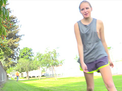 Scarlett enjoys showing off her intimate areas when she's outside