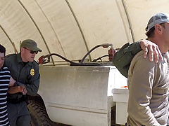 Arousing babe allows the uniformed guy to explore her tunnel of love