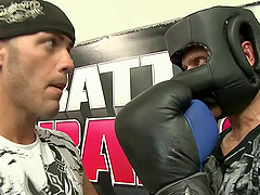 Athletic hardcore in the MMA ring with a curvaceous slut