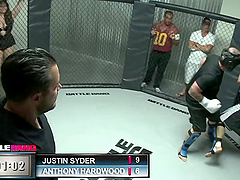 Athletic hardcore in the MMA ring with a curvaceous slut
