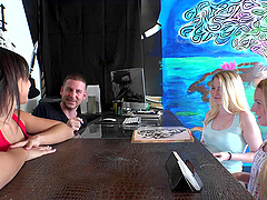 Cash convinces the skinny cutie to get fucked in a porn scene