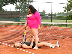 Fat brunette mature Viktorie sits on face of her helpless lover