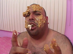 Daring cowgirl tries hardcore sex with a fat dude with a food fetish