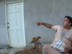 Disgusting fat dude fucks a beautiful girl outdoors