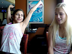 Girlfriends gleefully flashing their panties and titties