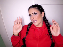 Beauty in braided pigtails is a wonderful cocksucker