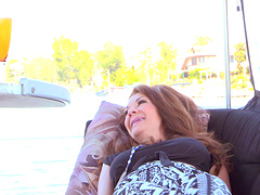 Enthralling brunette with large boobs wants to suck the dick