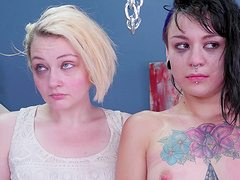 Girls dominated hard and ass fucked in a kinky group scene