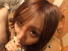 Amateur brunette from Asia lets the guy touch her private parts