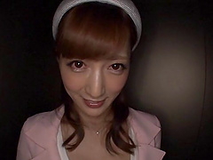 Cocksucker in white gloves blows him in the elevator