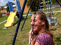 Stimulating babe spreads her attractive legs for the thick sausage