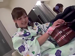 Hardcore sex with a cutie wearing a pretty kimono