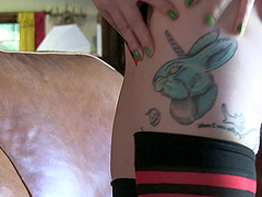 Kinky chick with the red hair decides to exhibit her cute boobies