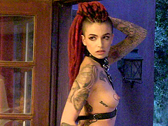 Kinky chick with the red hair decides to exhibit her cute boobies