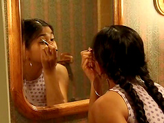 Asian tanning in the nude and moaning for toy sex