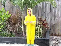 Cutie in a costume fucked by a tall guy with a big cock