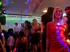 Sluts in dresses and skirts plowed hard at a night club