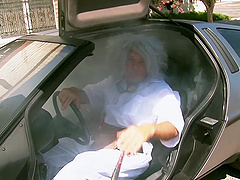 Tight body and fake titties on a cock riding hardcore slut