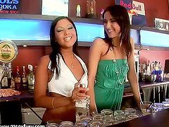 Four smoking hot babes all over each other