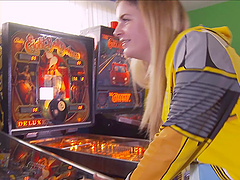 Kinky chick with plump curves gives herself some vibrations