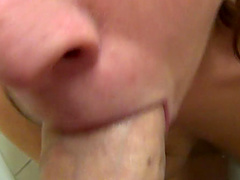 POV video of amateur Aviana sucking and swallowing sticky jizz