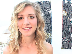 Slender blonde model Megan Madsen teases and rides a large prick