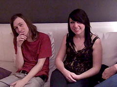 Three sluts fucked in a group sex scene with two rock hard guys