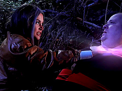 Threesome with Allie Haze and another hottie in a hot costume