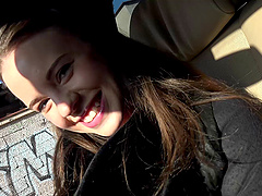 Sexy natural boobs doll with nice ass awarding her guy blowjob