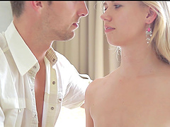 Amateur blonde Violette Pink gives amazing head and gets fucked