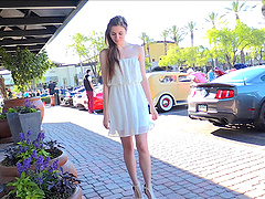 Eva is quite ready to show off her pussy at the public places