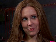 Amateur chick Chloe Parker cries while her friend tortures her