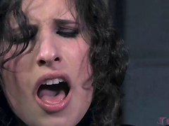 Small boobs Marina in stockings gets tortured by a dirty lady