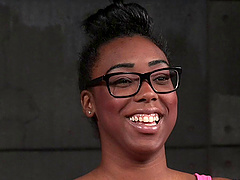 Bondage ebony widened legs then smashed hardcore in BDSM