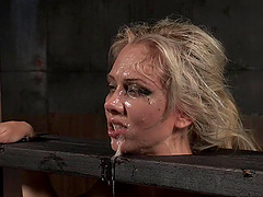 Busty blonde Jeanie Marie tied up and fucked by dominant dudes