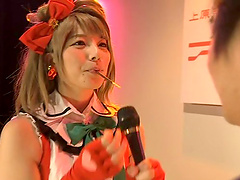 Asian hottie in very kinky clothes gives the guy an oral pleasure